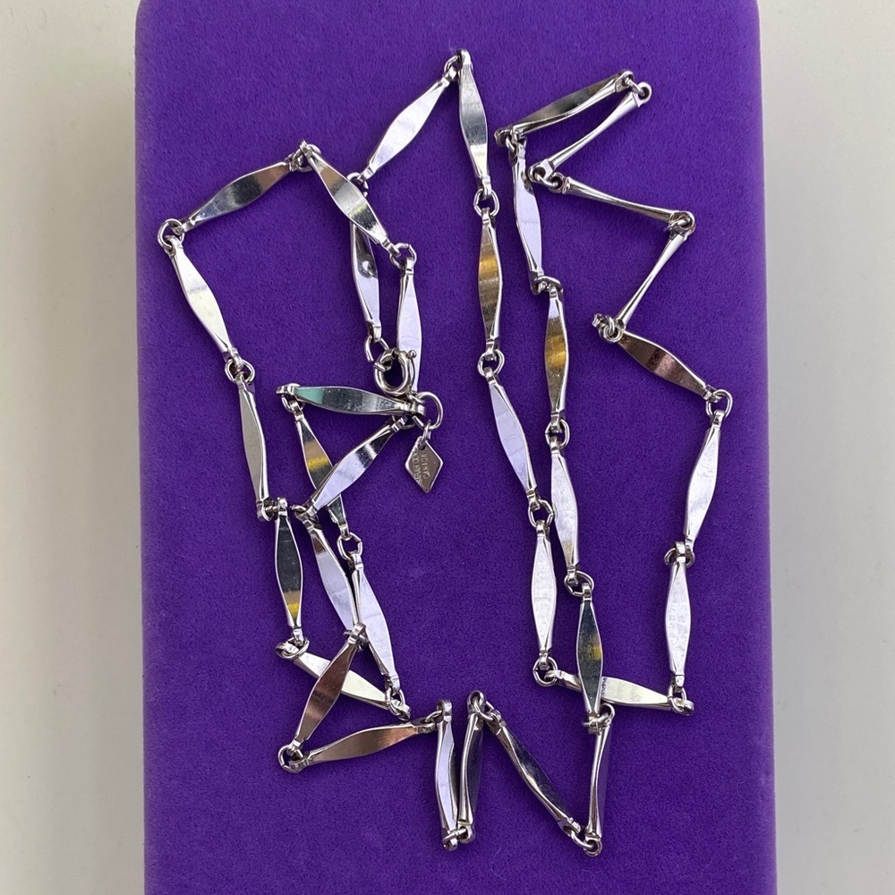 💛 Vintage Sarah Coventry Silver Link Necklace | Chic Modernist Design - Picture 2 of 4